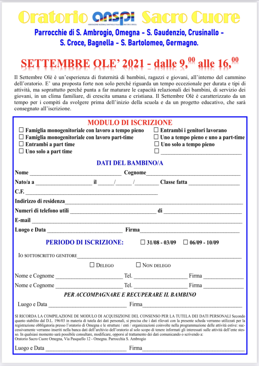 SETTEMBRE OLE'